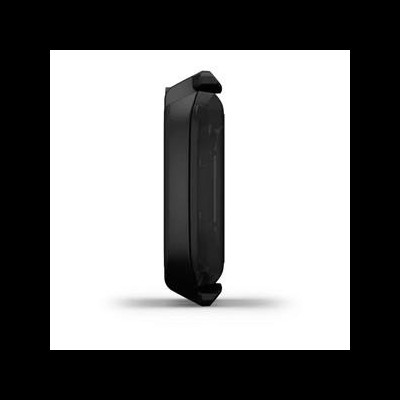 Dispositivo eletrónico preto visto de lado com fundo branco