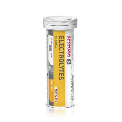 Envase cilíndrico branco de comprimidos efervescentes ELECTROLYTES SPONSER sabor Fruit Mix