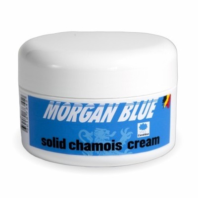 Frasco de creme sólido Morgan Blue com rótulo azul