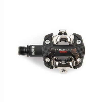 Pedal de bicicleta Look X-Track Race Carbon preto sobre fundo branco