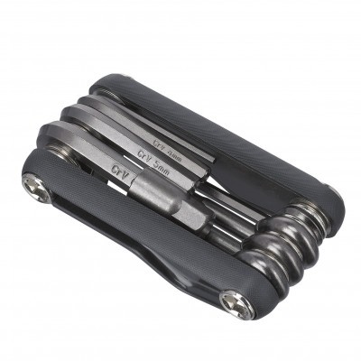 Conjunto de chaves hexagonais dobráveis com corpo preto e lâminas metálicas