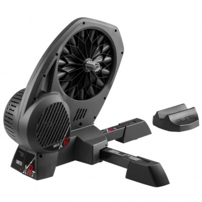 Rolo de treino para bicicleta preto com ventoinha e suporte para dispositivo