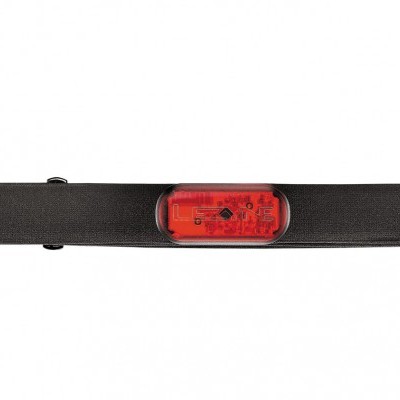 Cinta elástica preta com dispositivo vermelho translúcido