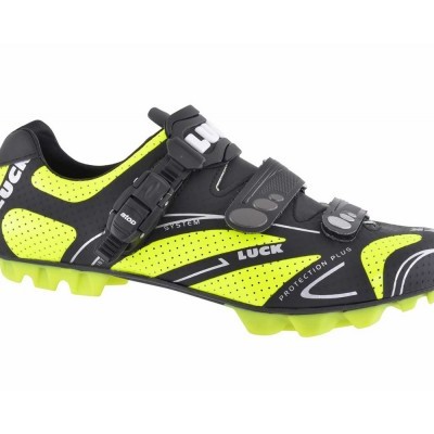Sapato ciclismo preto e amarelo fluorescente LOCK com fechos ajustáveis