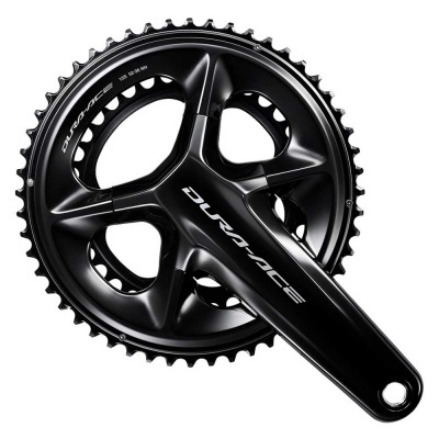 crankset preto para bicicleta com texto branco DURA-ACE