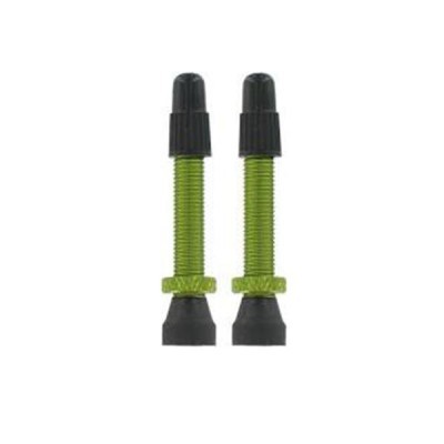Par de válvulas tubeless verdes com tampa preta para pneus de bicicleta