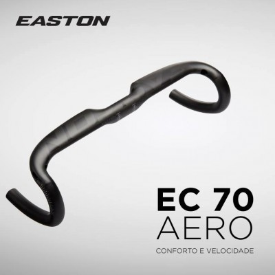 Guiador de bicicleta EC 70 AERO preto da EASTON com texto de conforto e velocidade