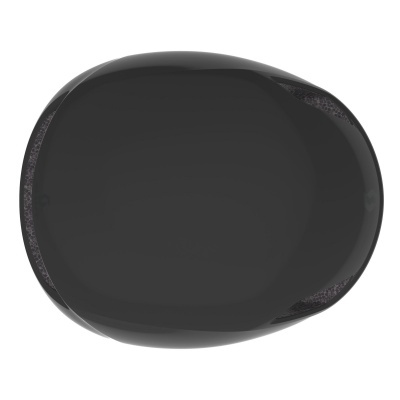 Objeto oval preto com superfície lisa e brilhante