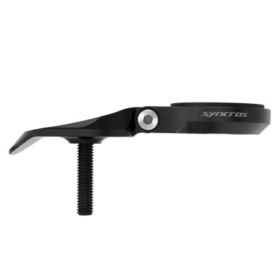 Suporte de computador de bicicleta preto com parafuso e texto 'syncros'
