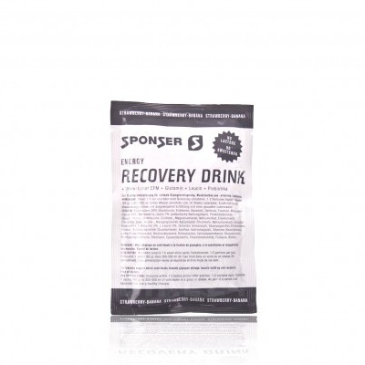 Pacote branco com texto preto do produto 'SPONSER ENERGY RECOVERY DRINK'