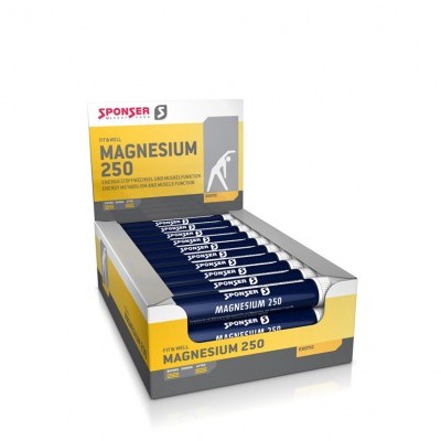 Caixa com barras de suplemento MAGNESIUM 250 da SPONSER