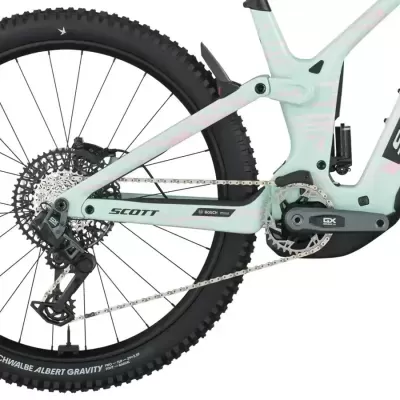 Bicicleta de montanha SCOTT com roda traseira preta e quadro cinza claro