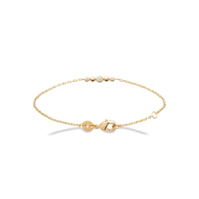 Pulseira fina dourada com pedras brilhantes e fecho lagosta