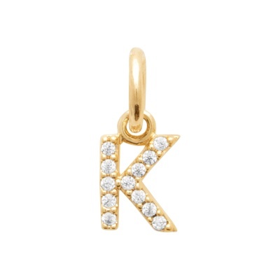 Pendente letra K dourado com pedras brilhantes