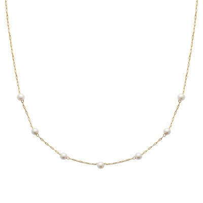 Colar dourado com pérolas espaçadas