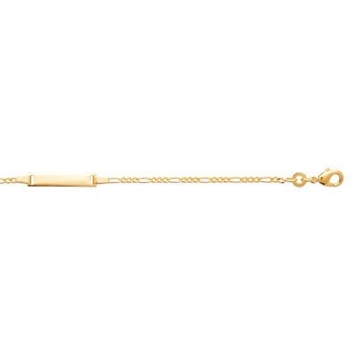 Pulseira de criança dourada com placa lisa e fecho de mola