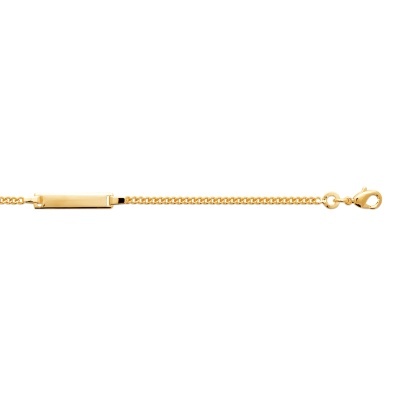 Pulseira dourada com placa lisa e corrente fina