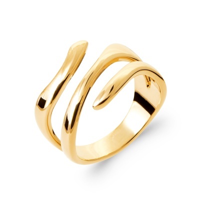Anel dourado de metal com design espiral aberto