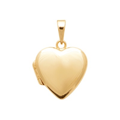 Pendente medalhão dourado em forma de coração com mola lateral