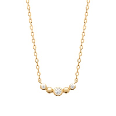 Colar dourado com bolas e pedras transparentes