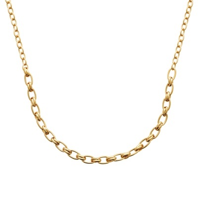 Colar dourado com elos ovais e redondos