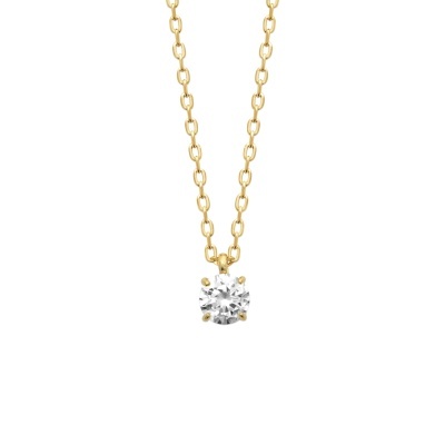 Colar dourado com pendente de pedra redonda clara