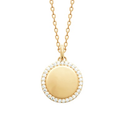 Colar dourado com pendente redondo com pedras