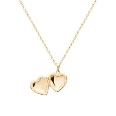 Colar dourado com pingente de coração aberto