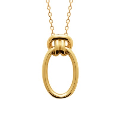 Colar dourado com pendente de elos ovais entrelaçados