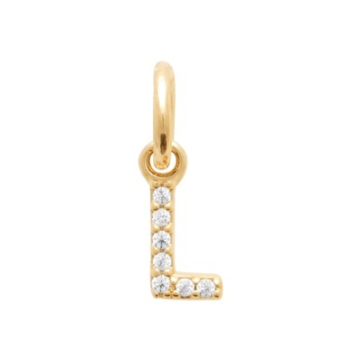 Pendente letra L dourado com pedras brilhantes