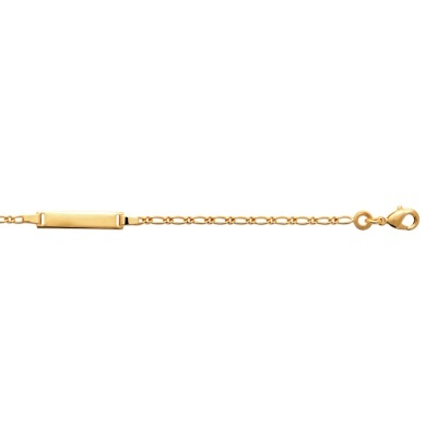 Pulseira dourada com placa reta e fecho lagosta