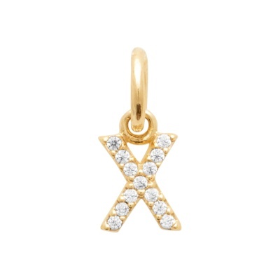 Pendente letra X dourado com pedras brilhantes