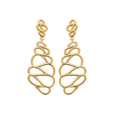 Brincos dourados com design abstrato em linha contínua
