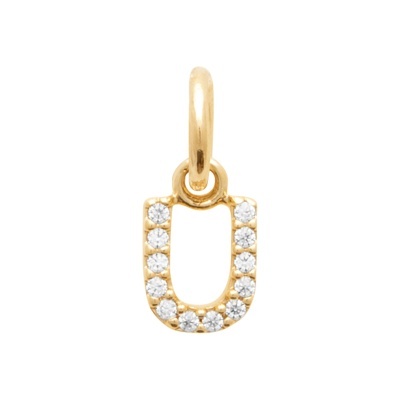 Pendentes dourado com brilhantes em forma de letra U