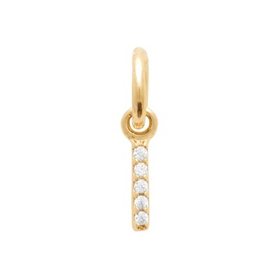 Pendente dourado com cinco pedras brilhantes