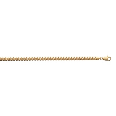 Pulseira dourada tipo corrente sobre fundo branco