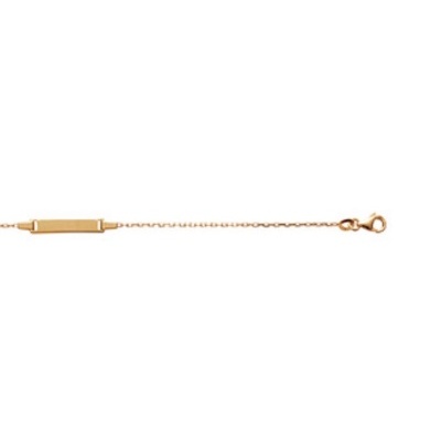 Pulseira fina dourada com placa retangular e fecho