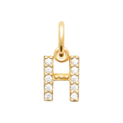 Pendente em forma de letra H dourado com pedras