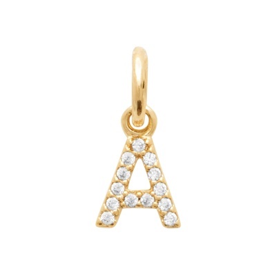 Pendente dourado letra A com cristais