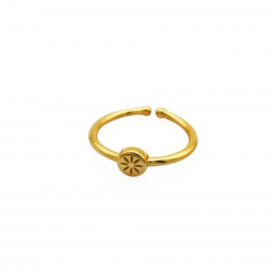 Anel dourado ajustável com decoração circular gravada