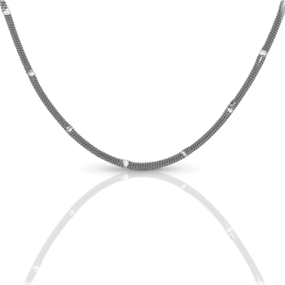 Colar masculino em aço inoxidável cinza com padrão texturizado