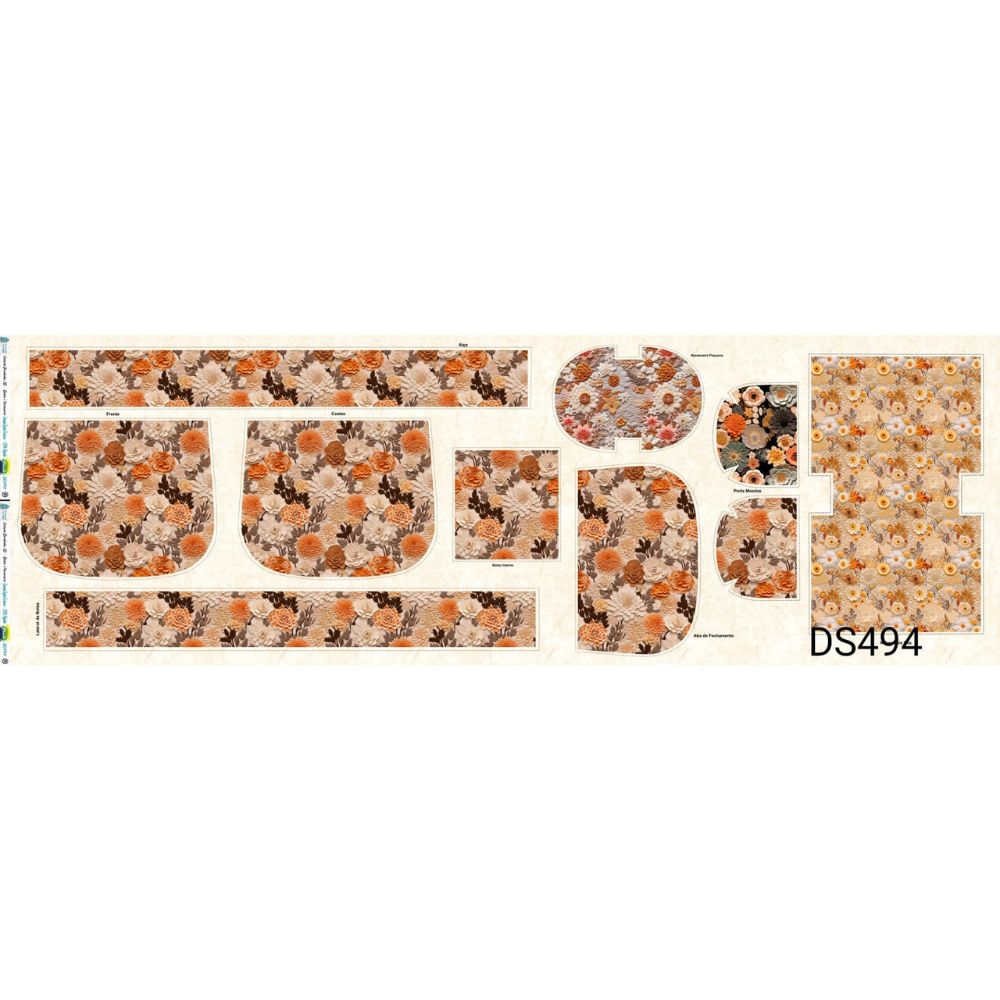 Painel Bolsa e Necessaires DS494 - 3D Floral | Denise Sá Painel Bolsa e Necessaires DS494 - 3D Floral | Denise Sá