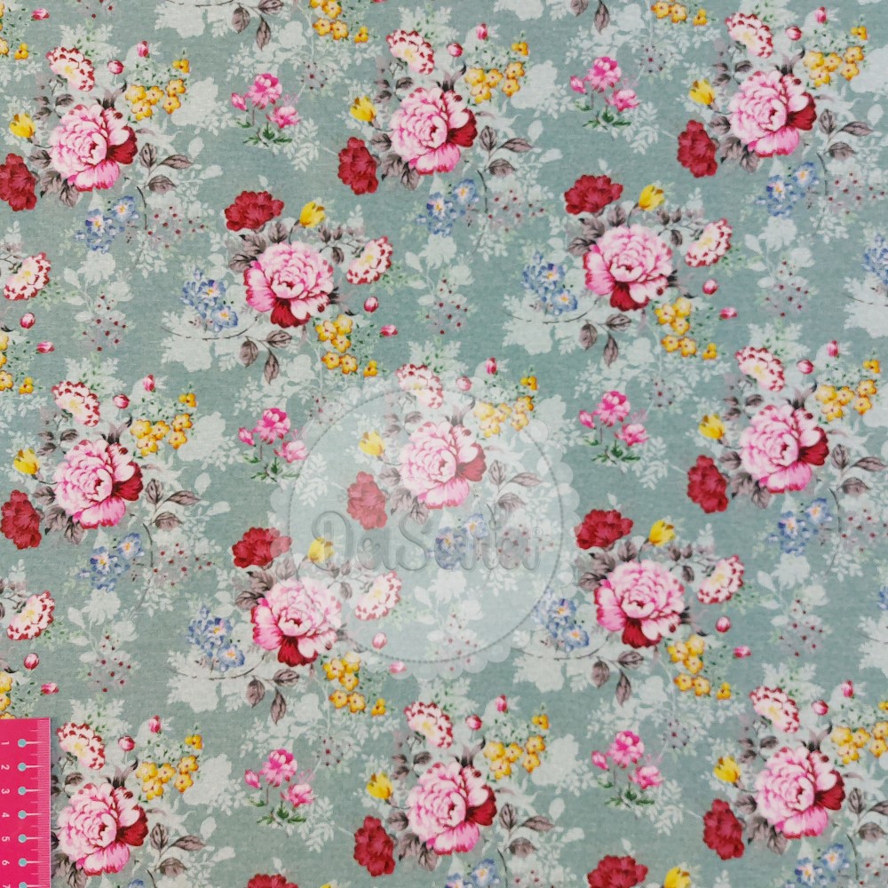 Flower Bouquet - Aqua | Canvas | Poppy Fabrics Flower Bouquet - Aqua | Canvas | Poppy Fabrics