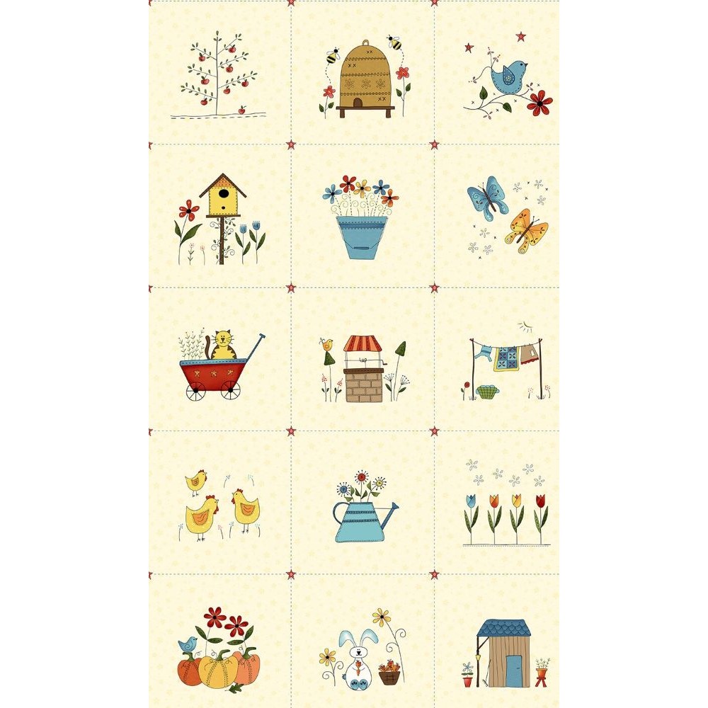 Backyard Happenings | Panel - Cream | Henry Glass Backyard Happenings | Panel - Cream | Henry Glass