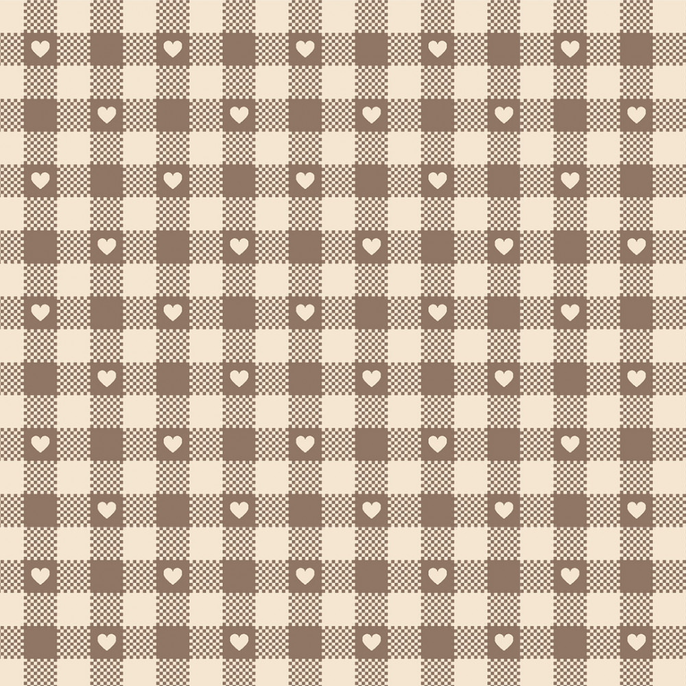 MINI CORAÇÕES NO XADREZ :: CASTANHO | BASICS COUNTRY | FABRICART MINI CORAÇÕES NO XADREZ :: CASTANHO | BASICS COUNTRY | FABRICART