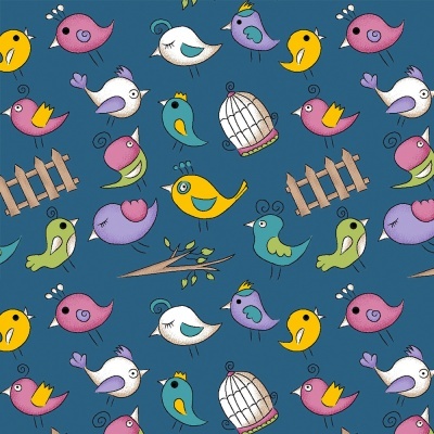 MINI BIRDS :: AZUL | FOFURICES | FABRICART