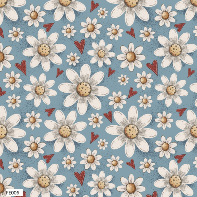 Felicidade | Flores - Fundo Azul | Fuxicos e Fricotes