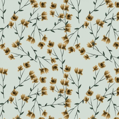 TINY YELLOW BRANCH :: RED BLOSSOM | DIGITAL | FABRICART