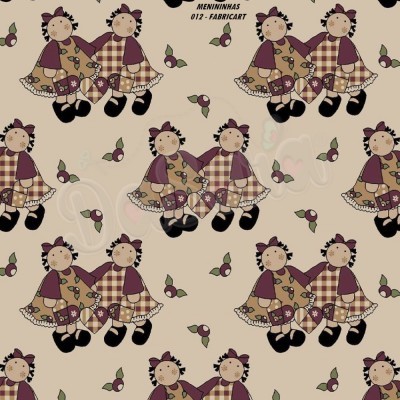 MENININHAS E CORAÇÕES | CARAMELO/VINHO | FABRICART