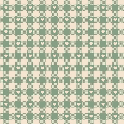 Mini Corações No Xadrez :: Verde Chá | Basics | Fabricart